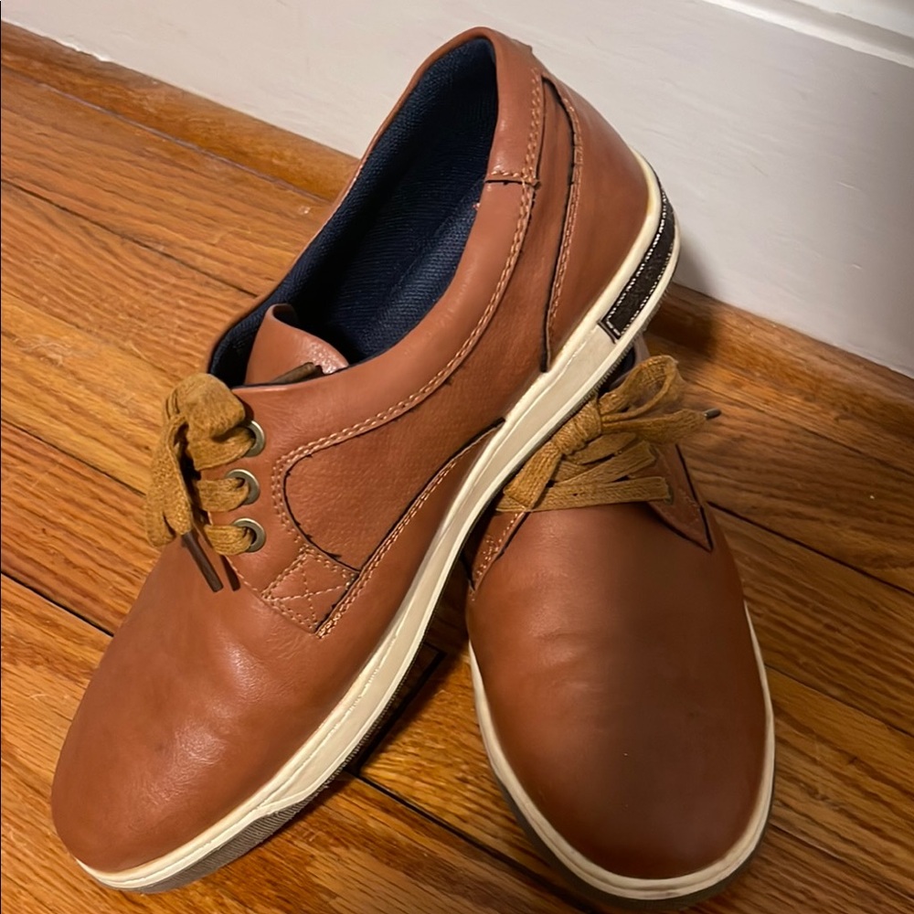 Brown Leather Oxfords with White Sole